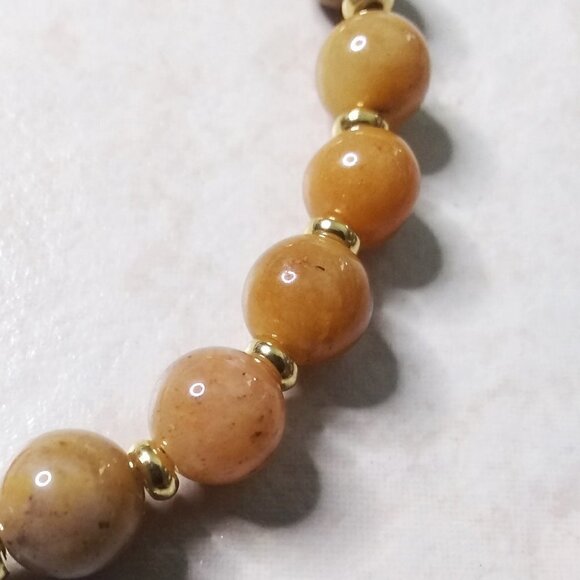 Yellow & Green Aventurine Bracelet - Big Boned/XL Wrist - Anklet - Prosperity - Picture 5 of 9